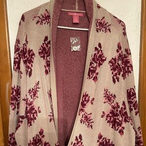 Women Within long floral sweater.